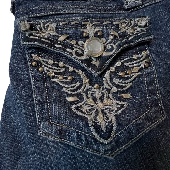 Grace in LA Jeans Size 13/30 Embellished Bootcut Rhinestone Pockets FLAW - Picture 10 of 15